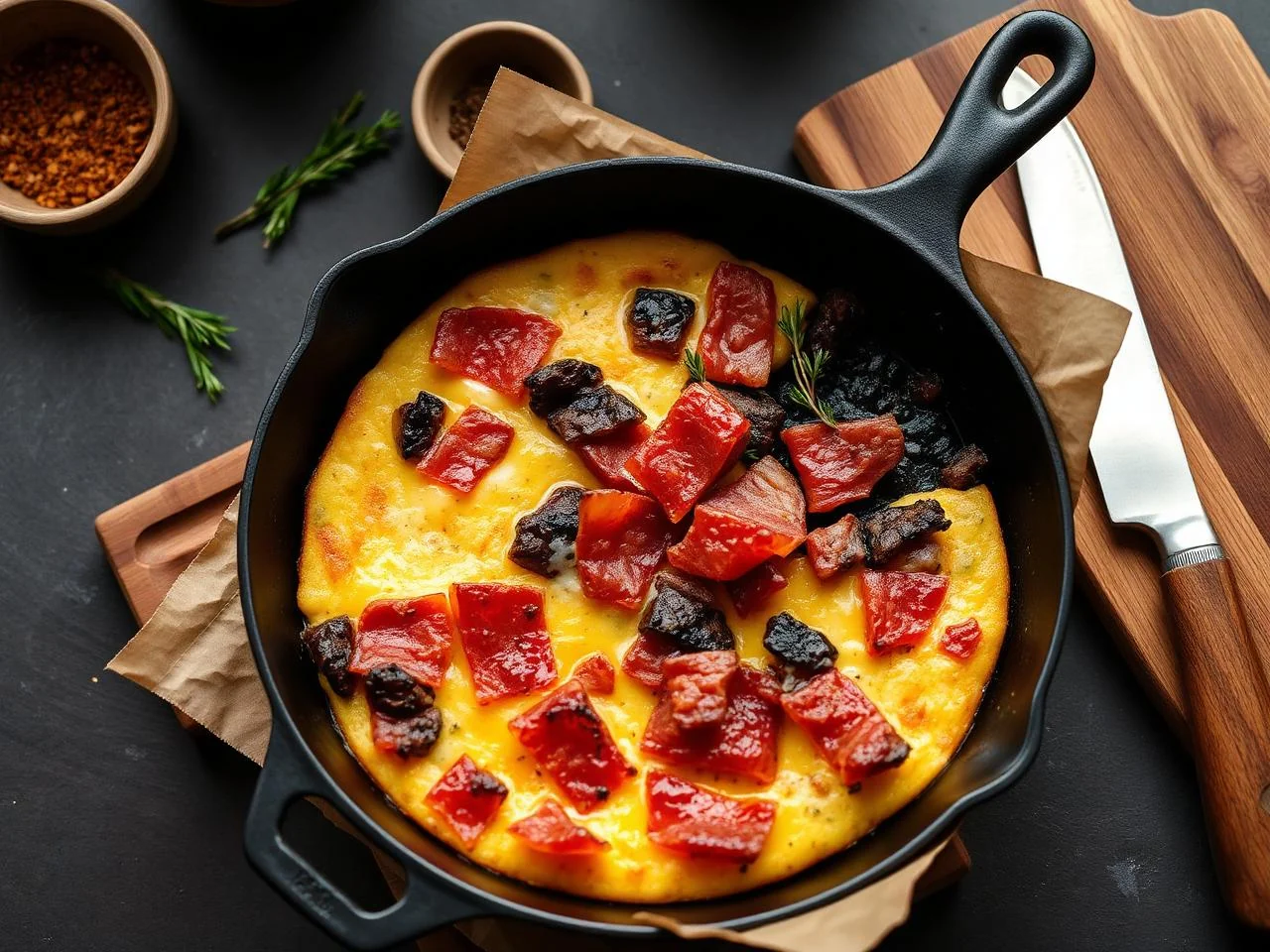 Skillet Ham And Cheese Frittata