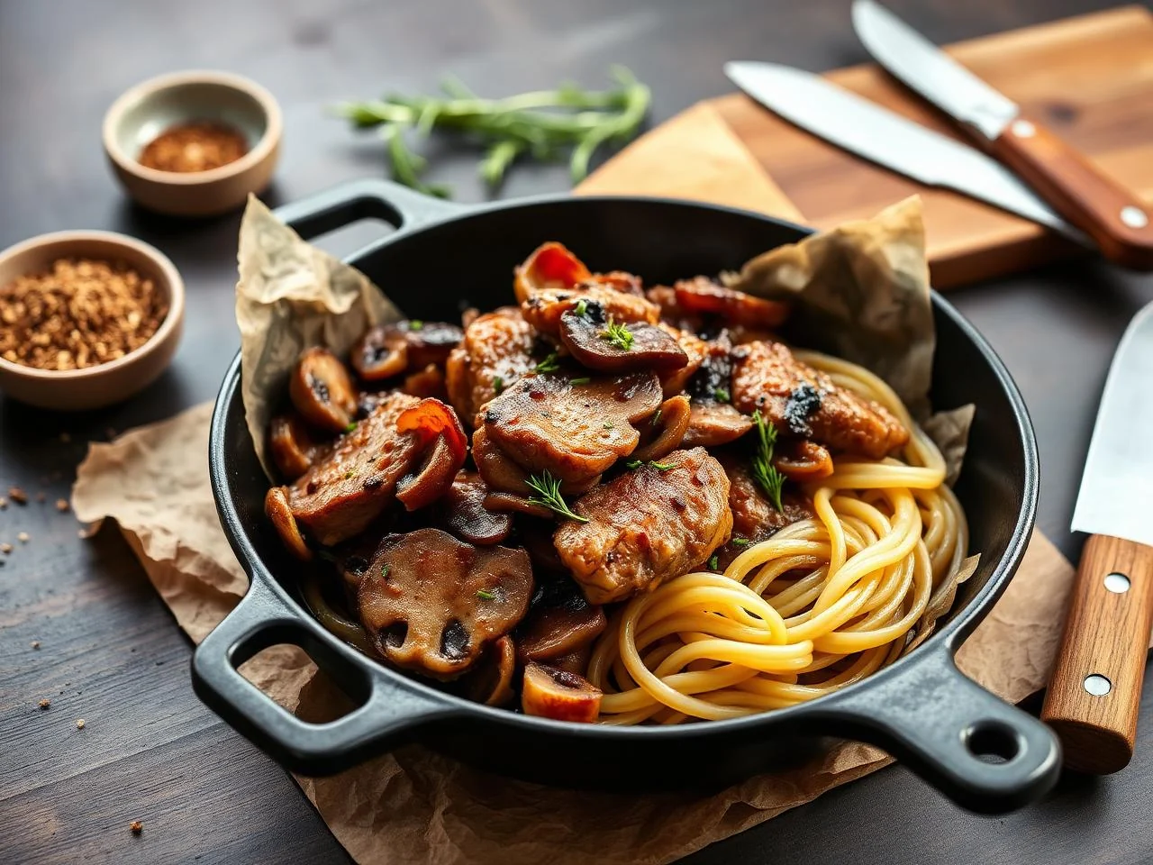 Skillet Pork And Mushroom Stroganoff