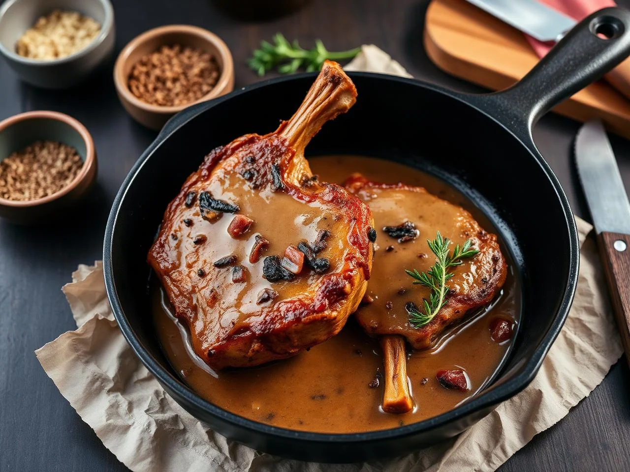 Skillet Pork Chops With Mushroom Gravy