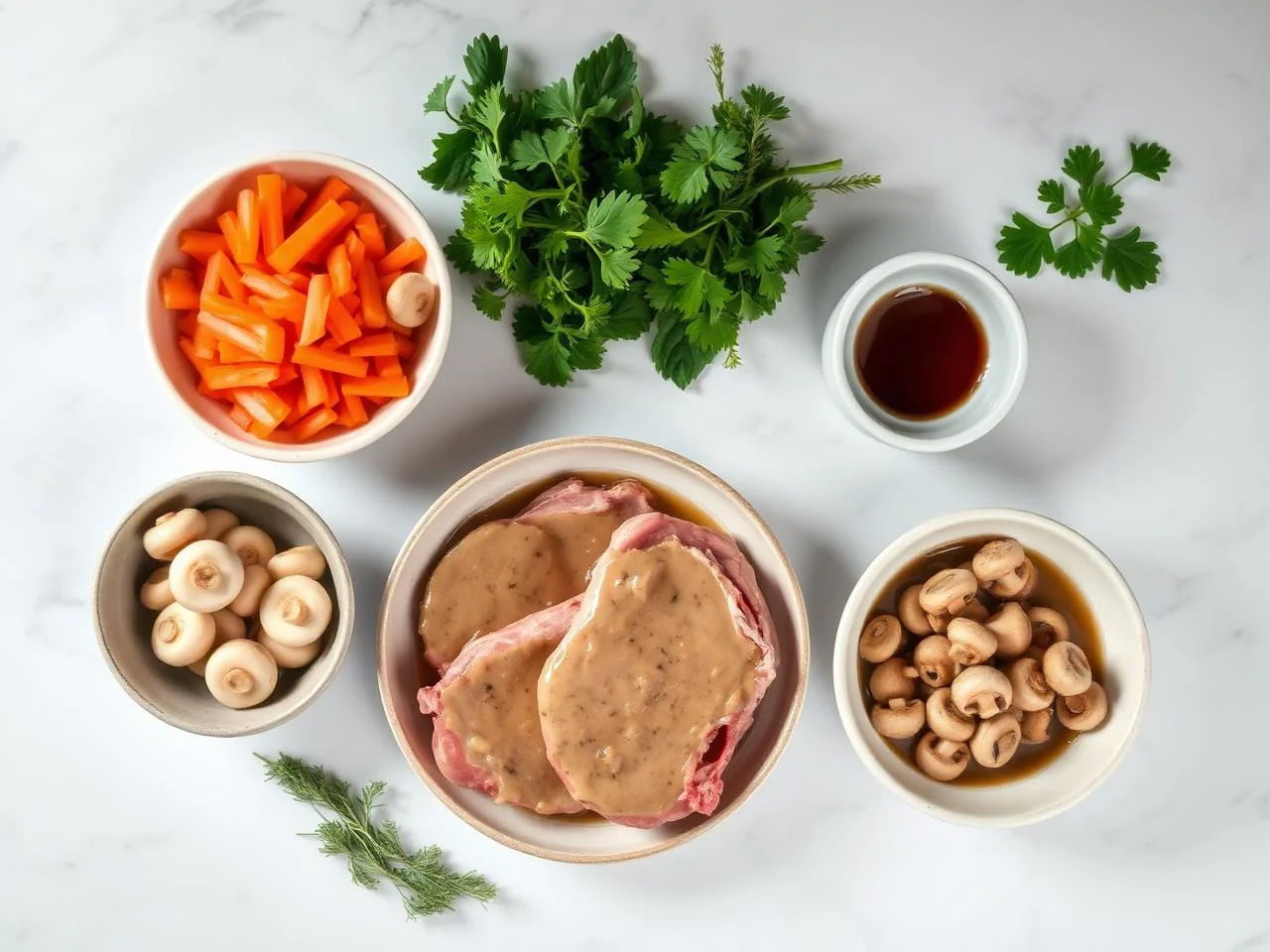 Ingredients for Skillet Pork Chops With Mushroom Gravy