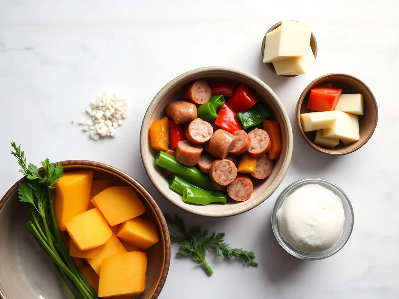 Ingredients for Skillet Sausage And Pepper Casserole