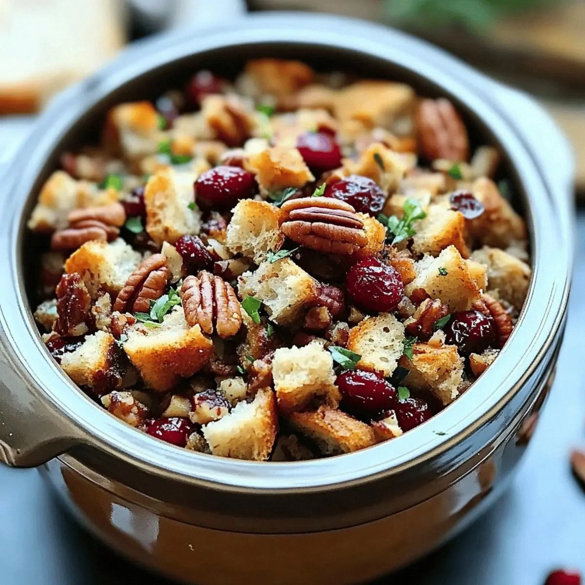 Slow Cooker Cranberry Pecan Stuffing for Cozy Holiday Feasts