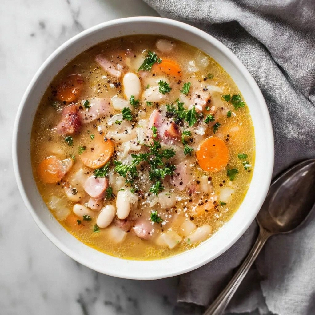 Slow Cooker Ham and Bean Soup: