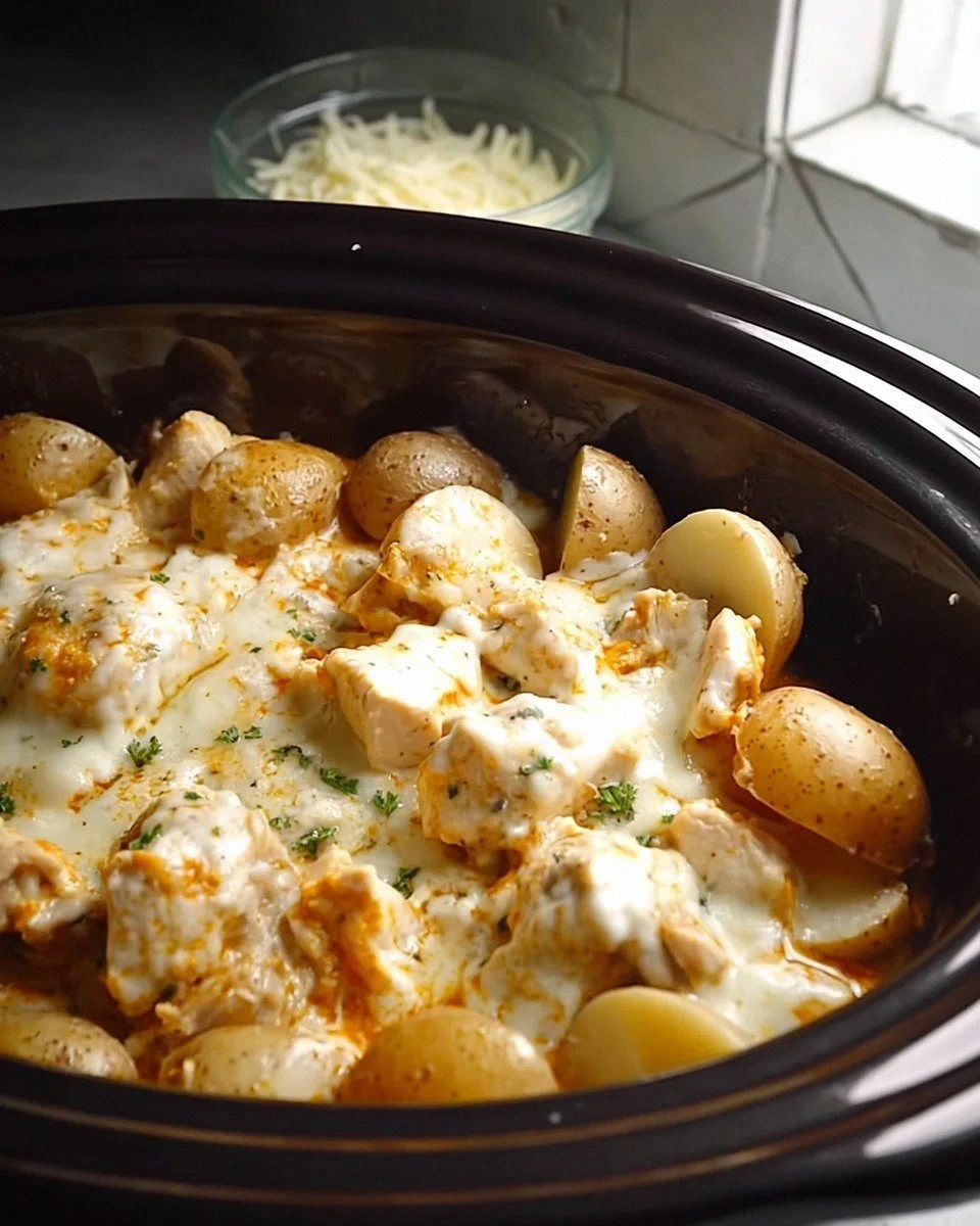 Slow Cooker Parmesan Garlic Chicken and Potatoes