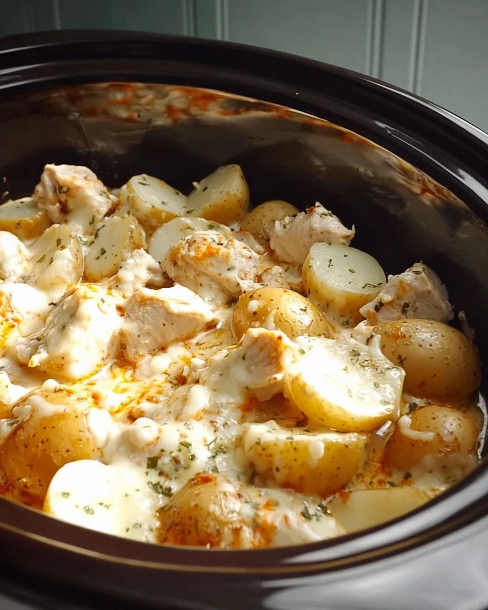 Slow Cooker Parmesan Garlic Chicken and Potatoes