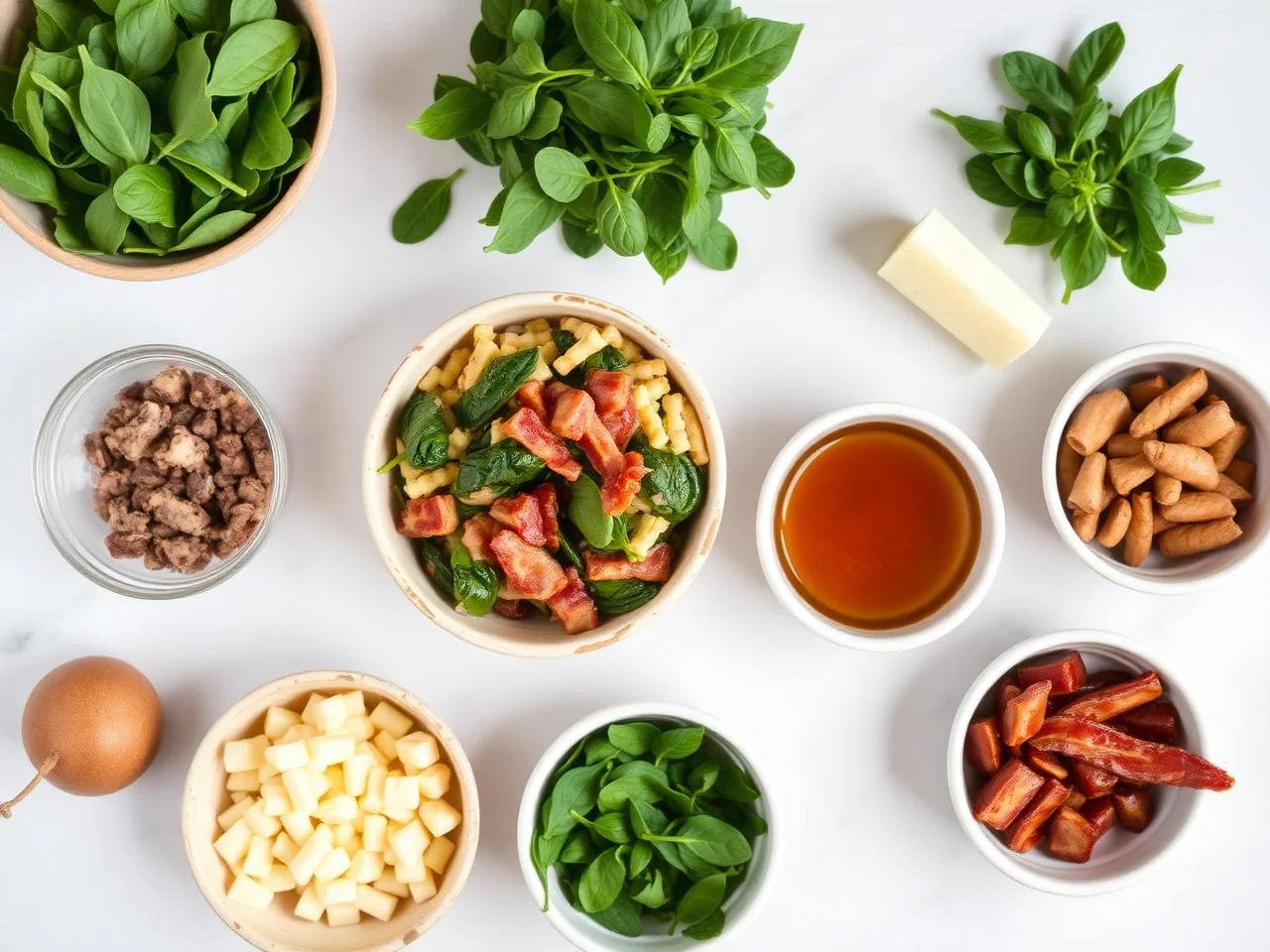 Ingredients for Smoked Bacon And Spinach Quiche
