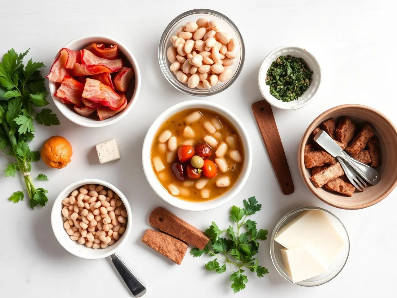 Ingredients for Smoked Bacon And White Bean Soup