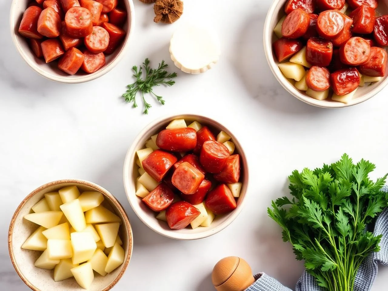 Ingredients for Smoked Sausage And Potato Hash