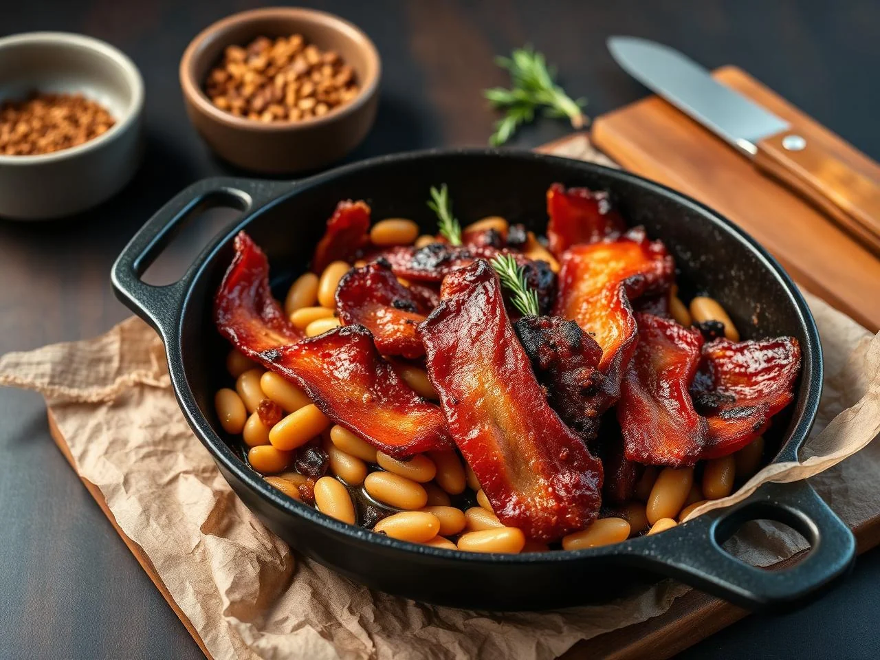 Smoky Bacon And White Bean Skillet
