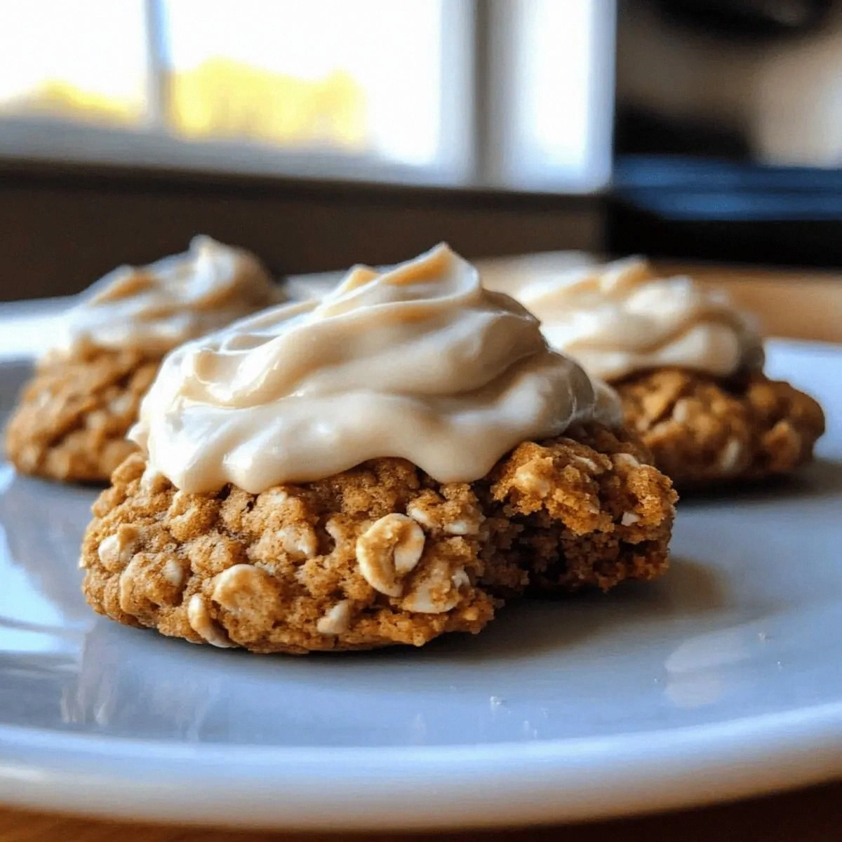 Soft Chewy Pumpkin Oatmeal Cookies with Maple Frosting Bliss