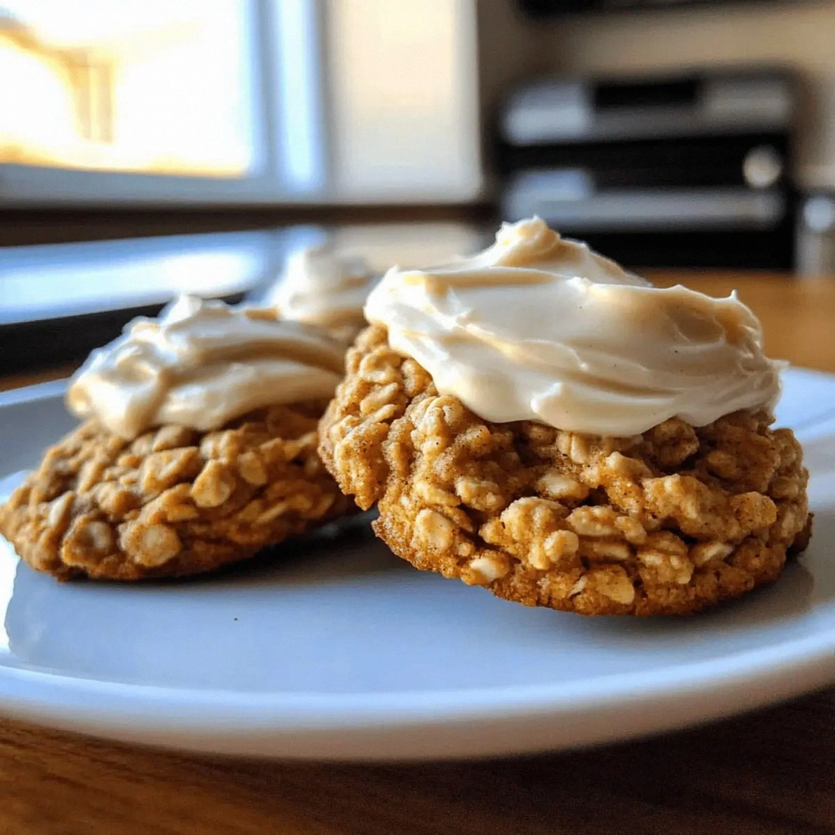 Soft Chewy Pumpkin Oatmeal Cookies with Maple Frosting Bliss