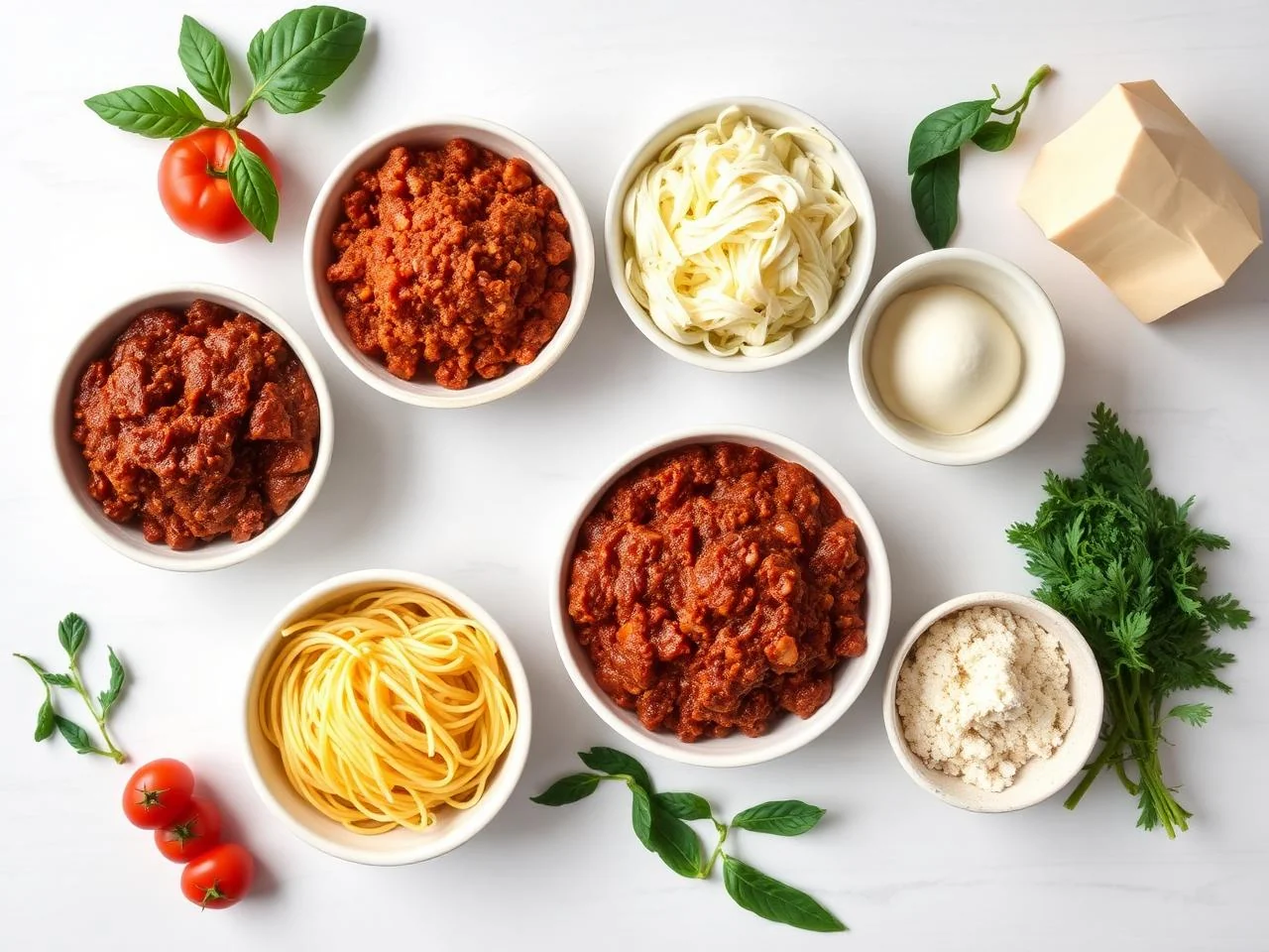 Ingredients for Spaghetti Bolognese Bake