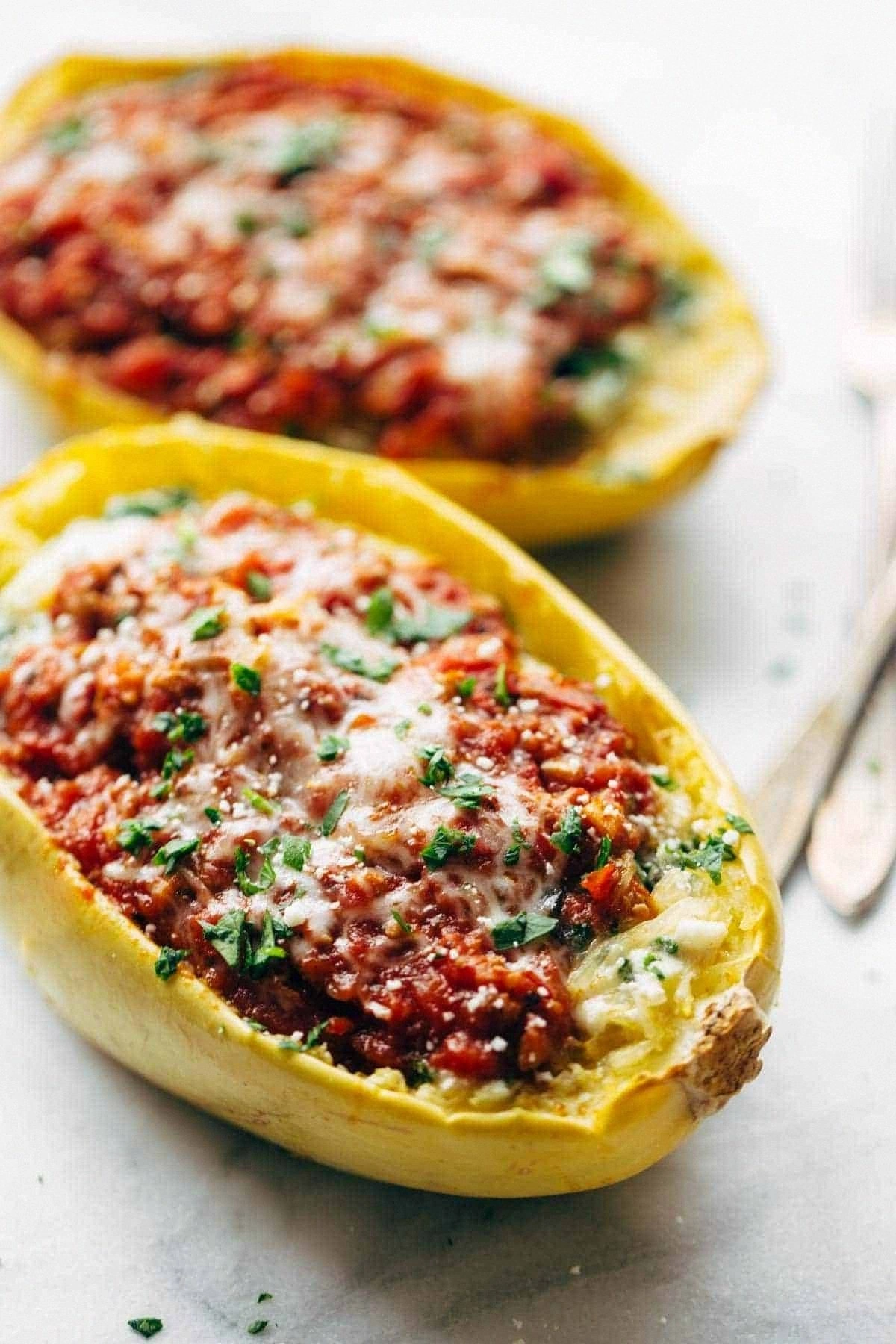 Spaghetti Squash Lasagna Boats