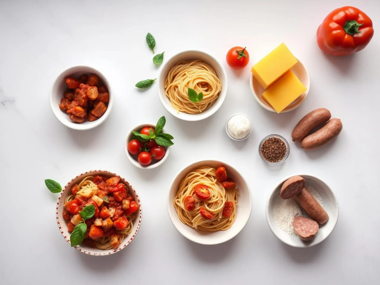 Ingredients for Spaghetti With Sausage And Peppers