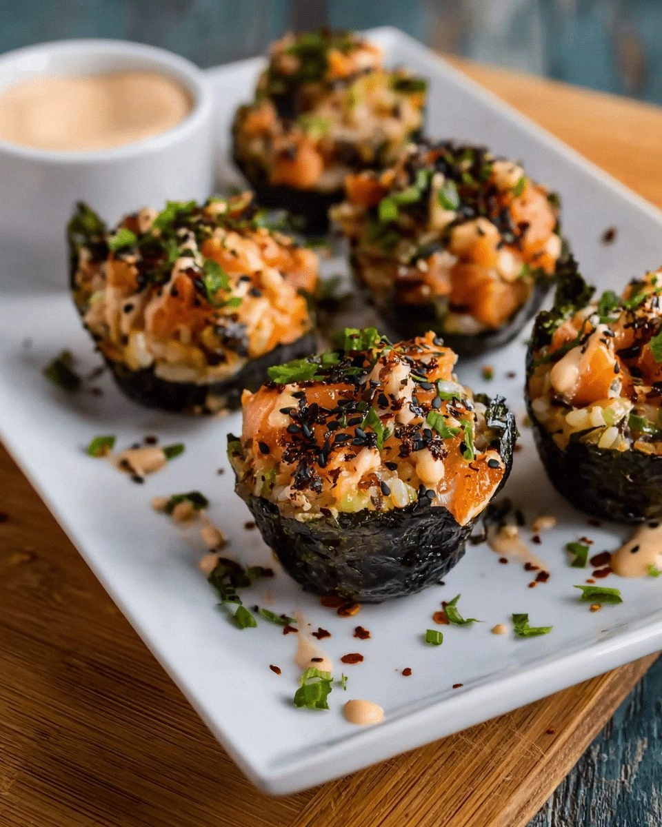 Spicy Baked Salmon Sushi Muffi