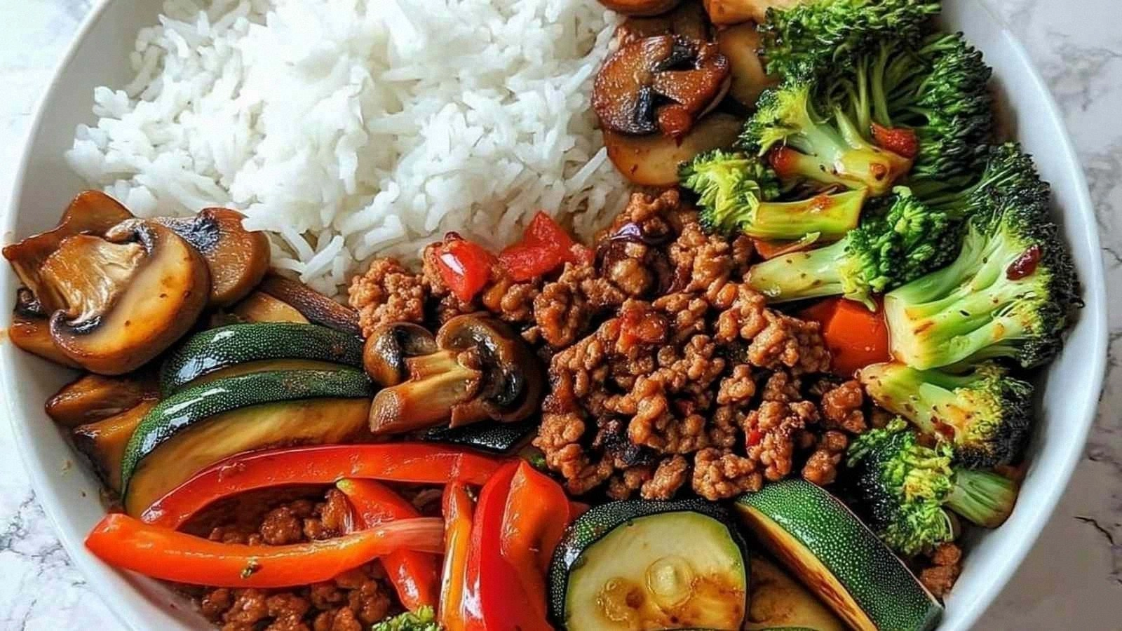 Spicy Ground Beef Stir Fry Bow