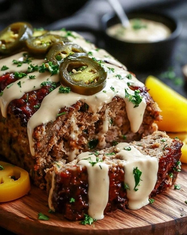 Spicy Jalapeño Popper Meatloaf with Creamy Ranch Drizzle: A Flavor Explosion!