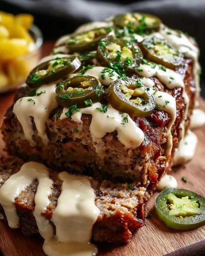Spicy Jalapeño Popper Meatloaf with Creamy Ranch Drizzle: A Flavor Explosion!