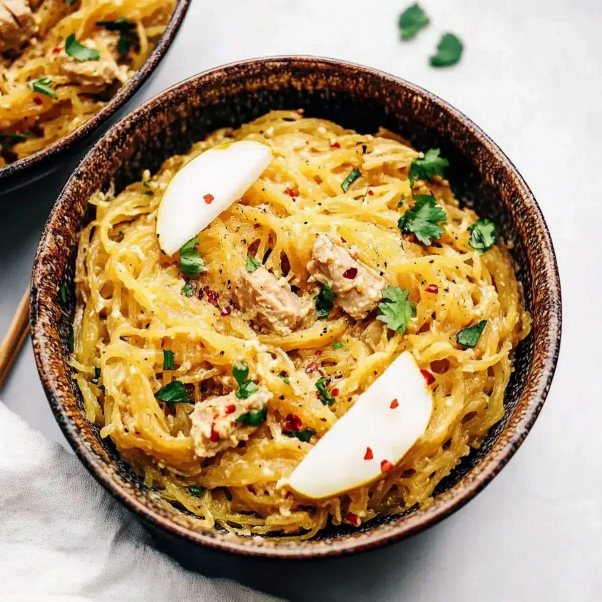 Spicy Spaghetti Squash Noodles in Creamy Coconut Sauce
