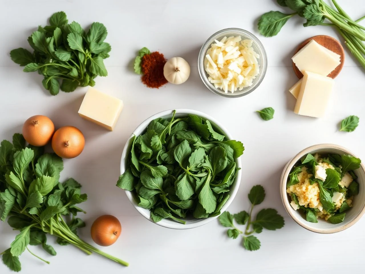 Ingredients for Spinach And Cheese Quiche
