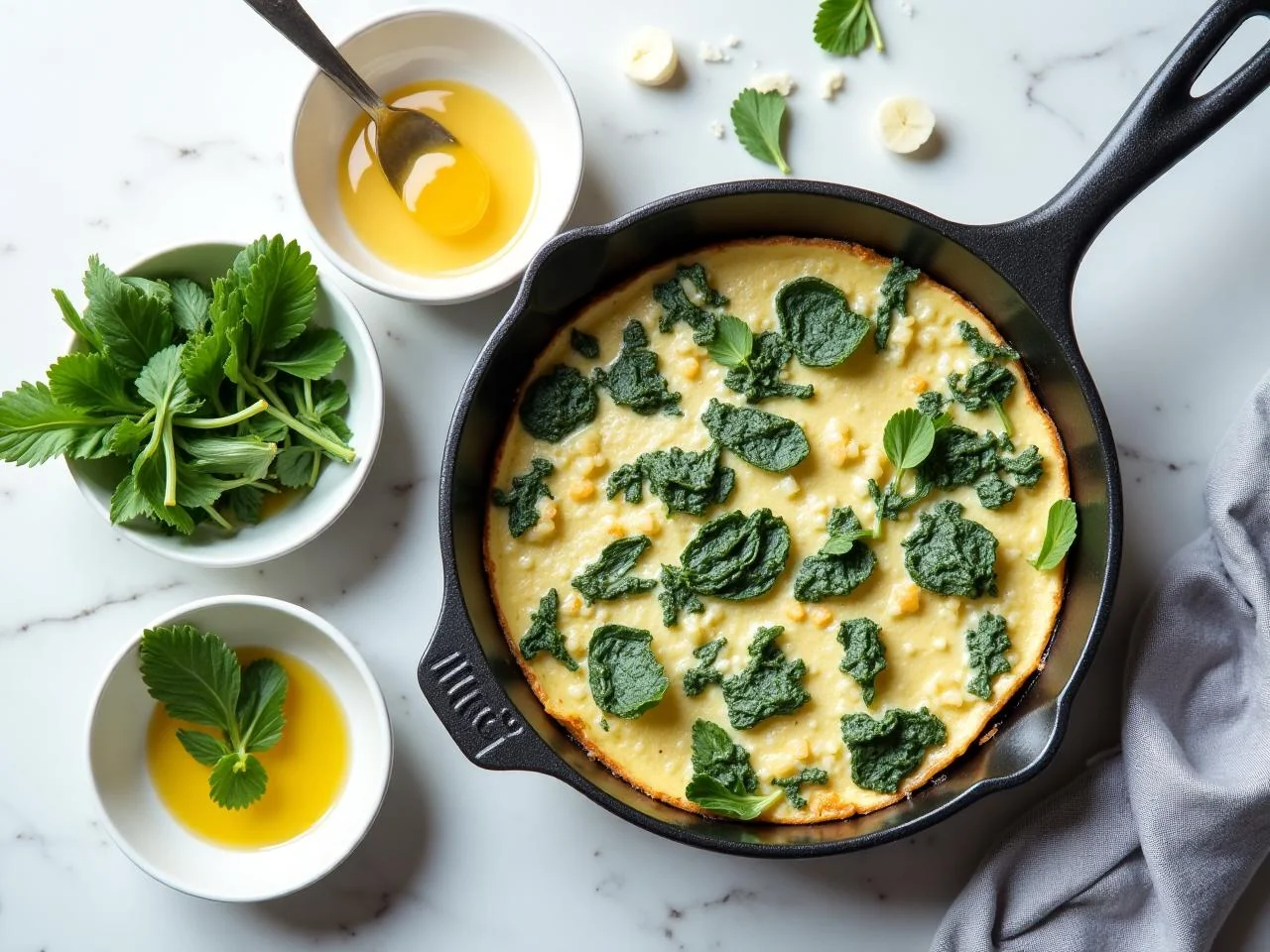 Ingredients for Spinach and Feta Frittata