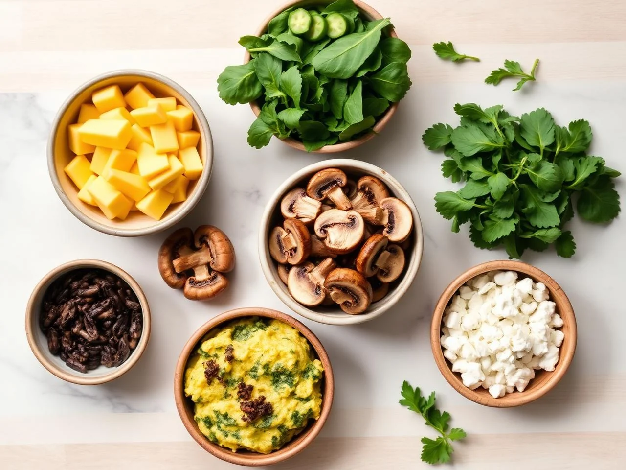 Ingredients for Spinach And Mushroom Frittata