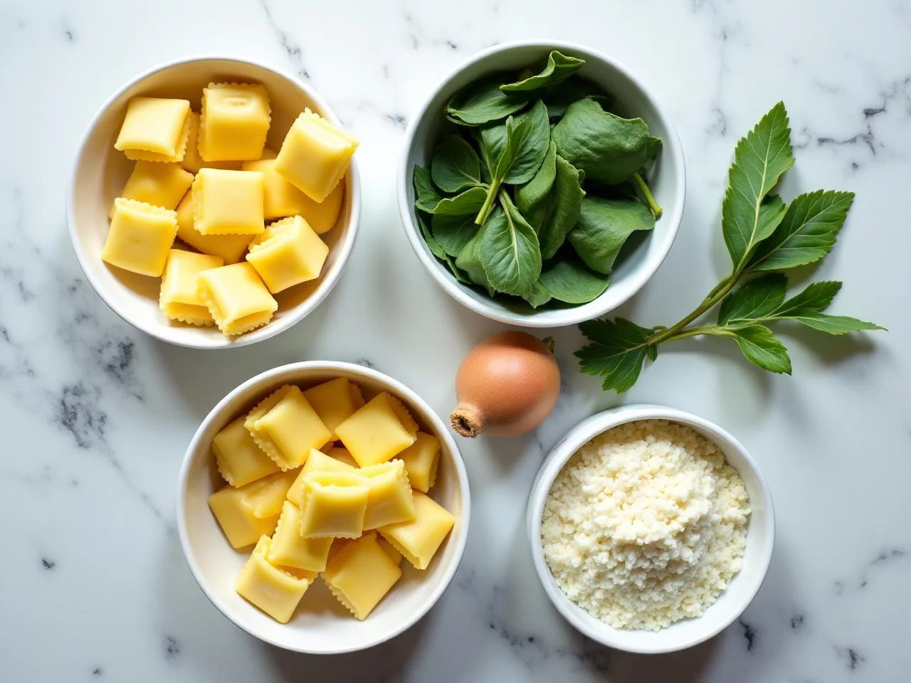 Ingredients for Spinach and Ricotta Ravioli
