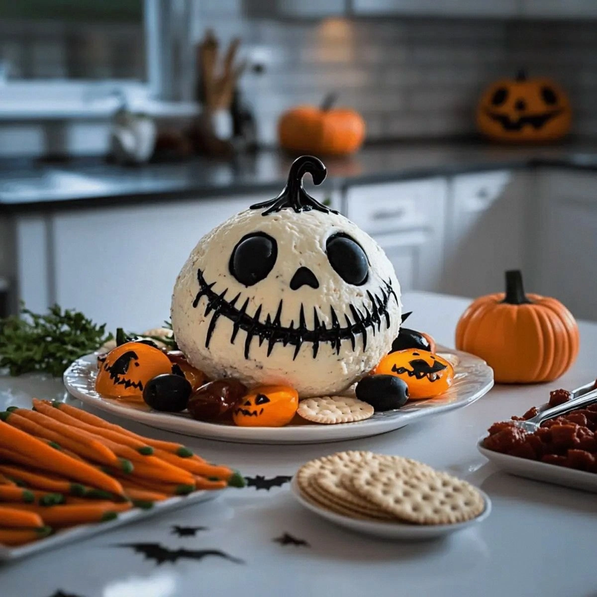 Spooky Skellington Cheese Ball Appetizer for Halloween Fun