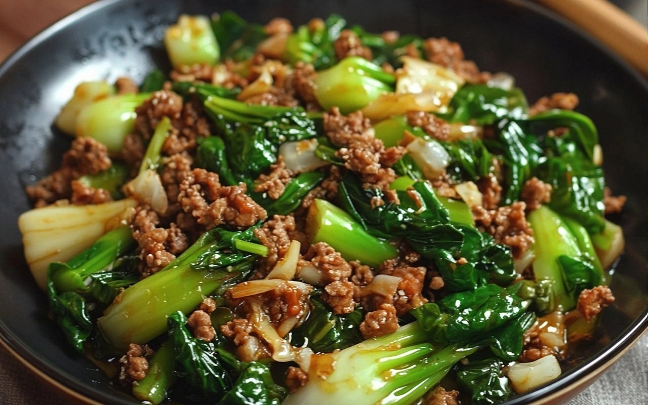 Stir-Fried Bok Choy with Groun