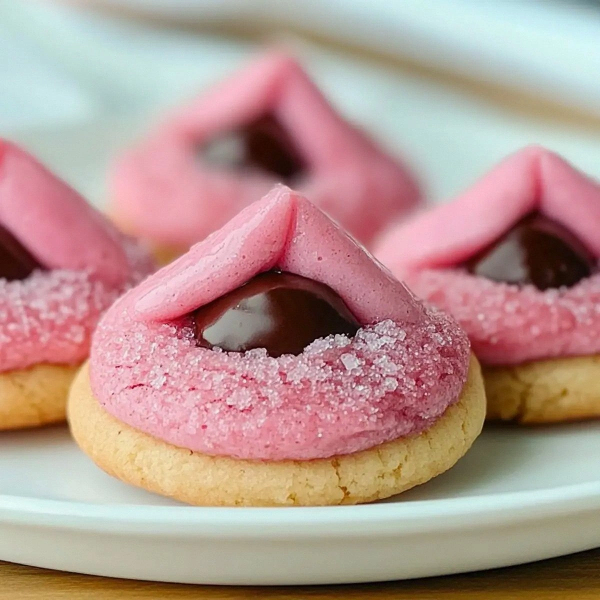 Strawberry Kiss Cookies: Buttery Delights with a Chocolate Touch