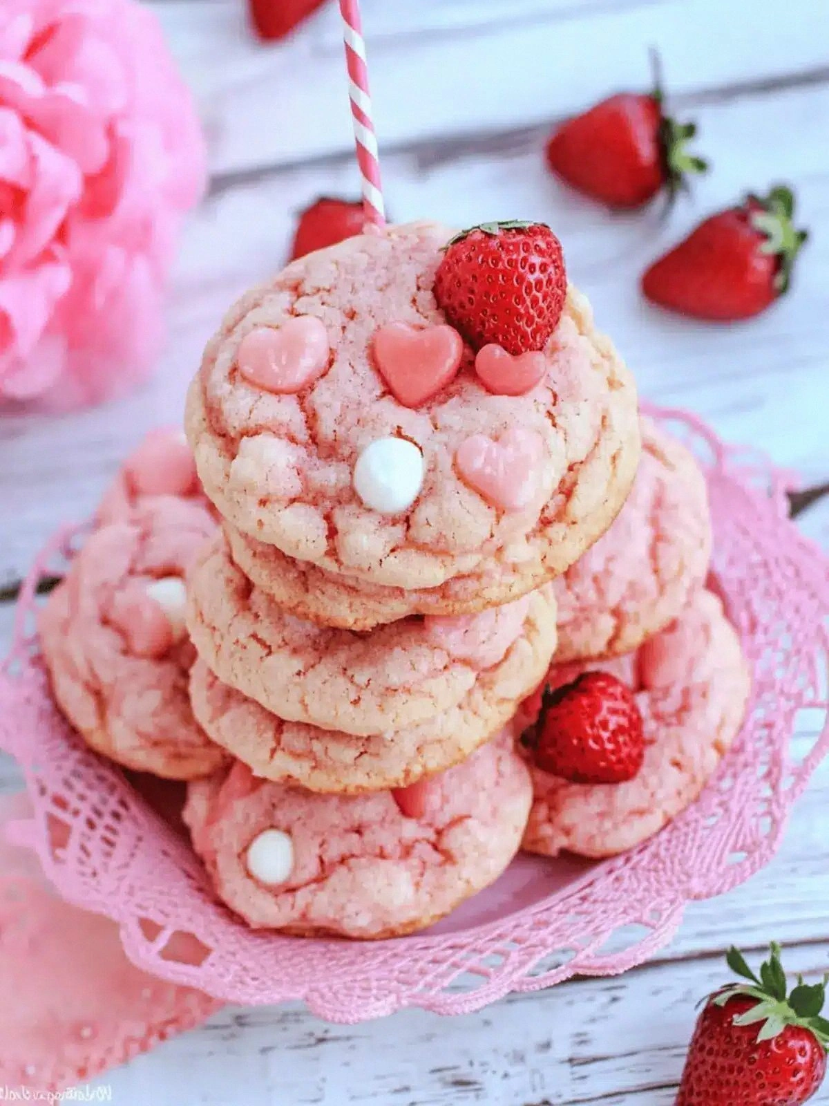 Strawberry Milkshake Cookies: 