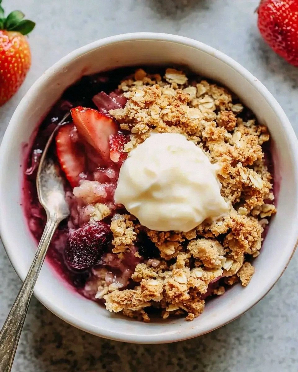 Strawberry Rhubarb Crisp Recipe is a must-try dessert!