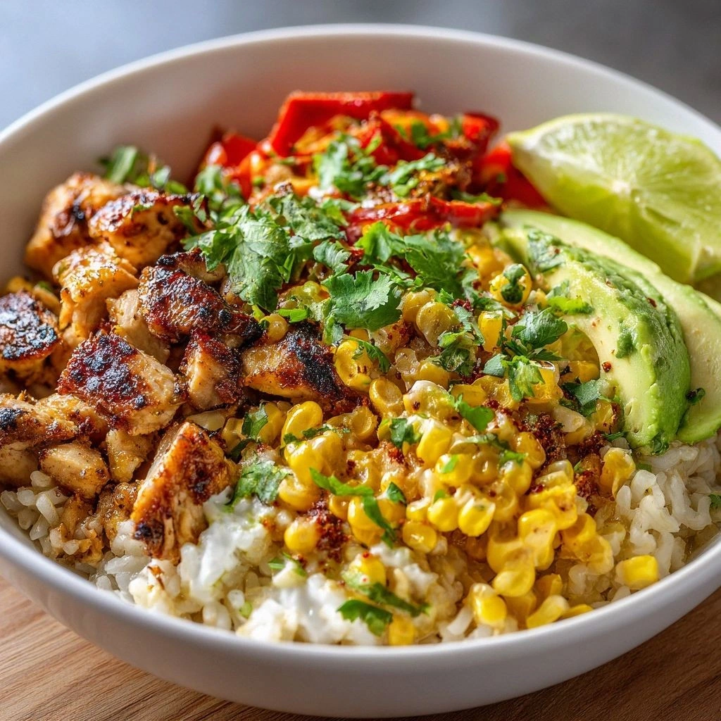 Street Corn Chicken Rice Bowl