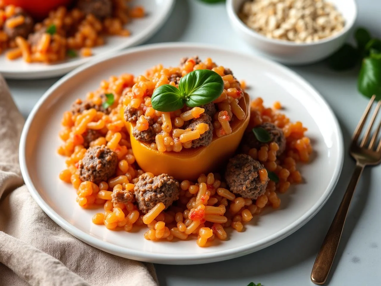 Stuffed Bell Peppers with Ground Beef and Rice