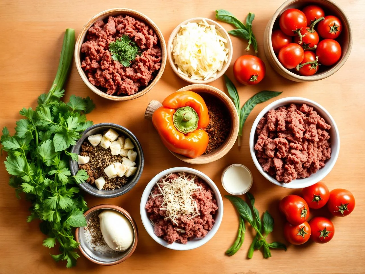 Ingredients for Stuffed Peppers Casserole