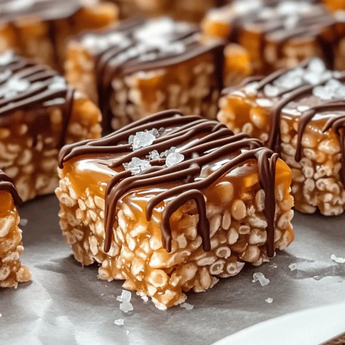Sweet and Salty Salted Caramel Rice Krispie Treats Delight