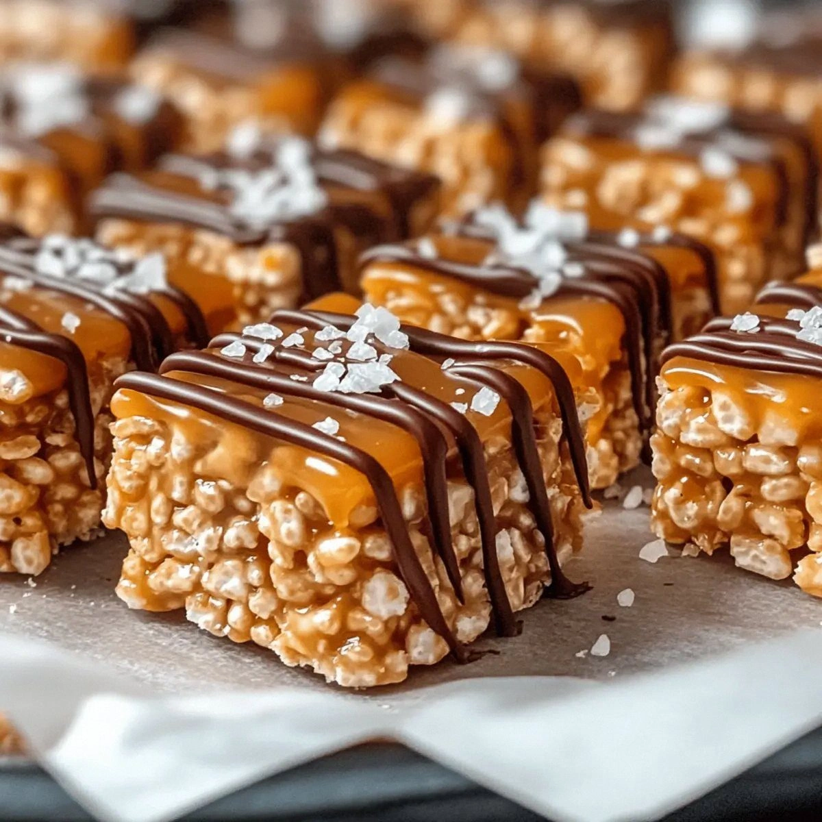 Sweet and Salty Salted Caramel Rice Krispie Treats Delight