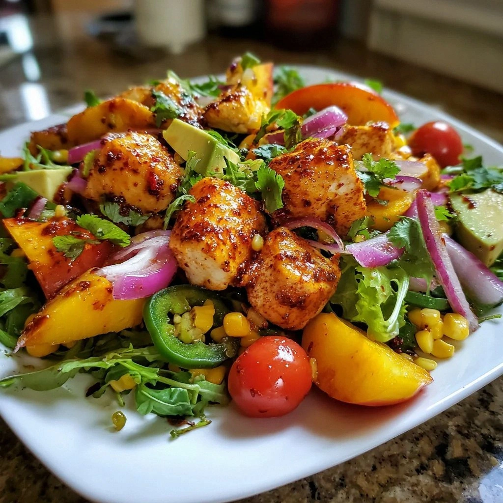 Sweet and Spicy Chicken Peach Salad Recipe You’ll Love!