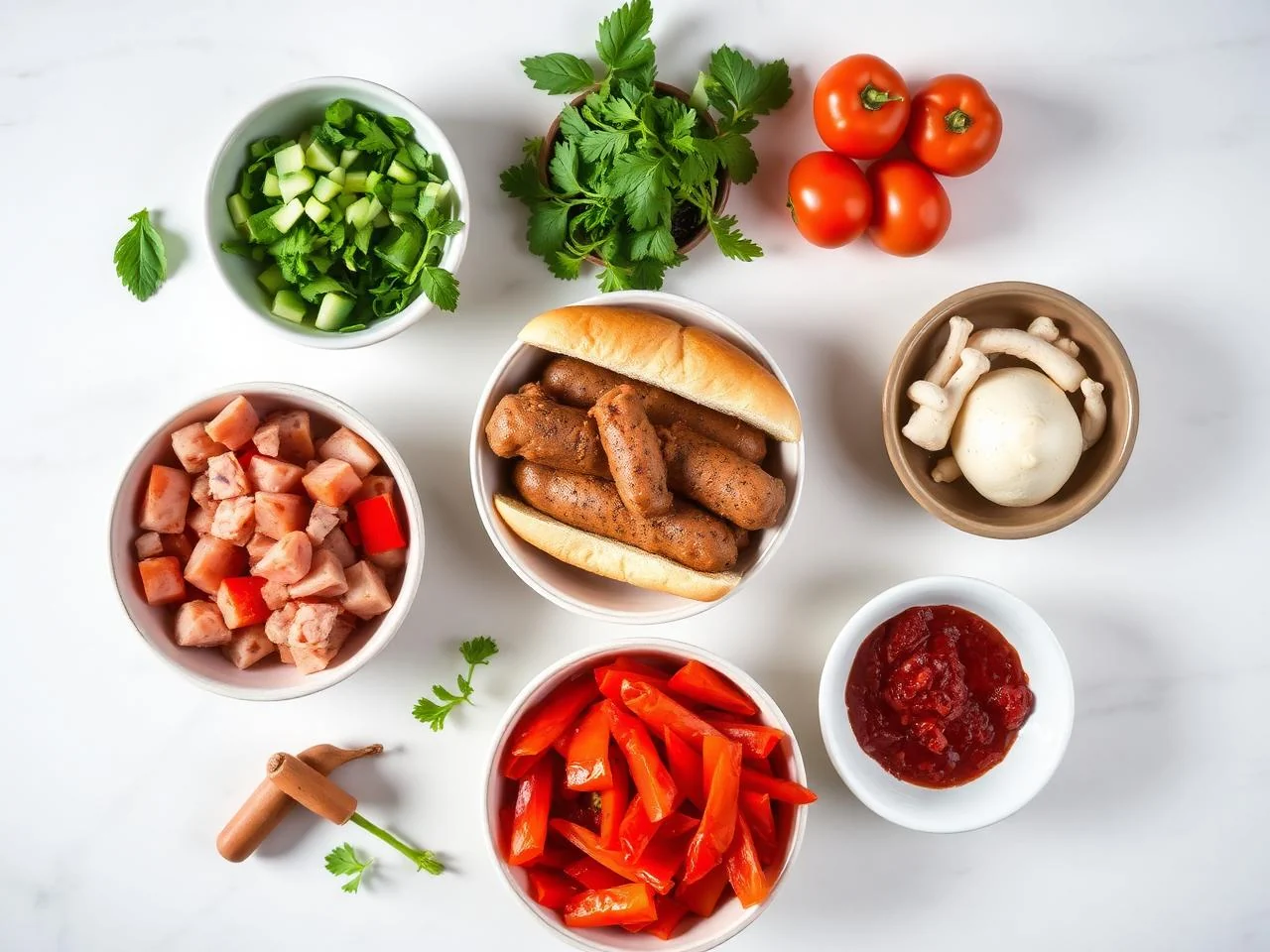 Ingredients for Sweet Italian Sausage And Pepper Subs