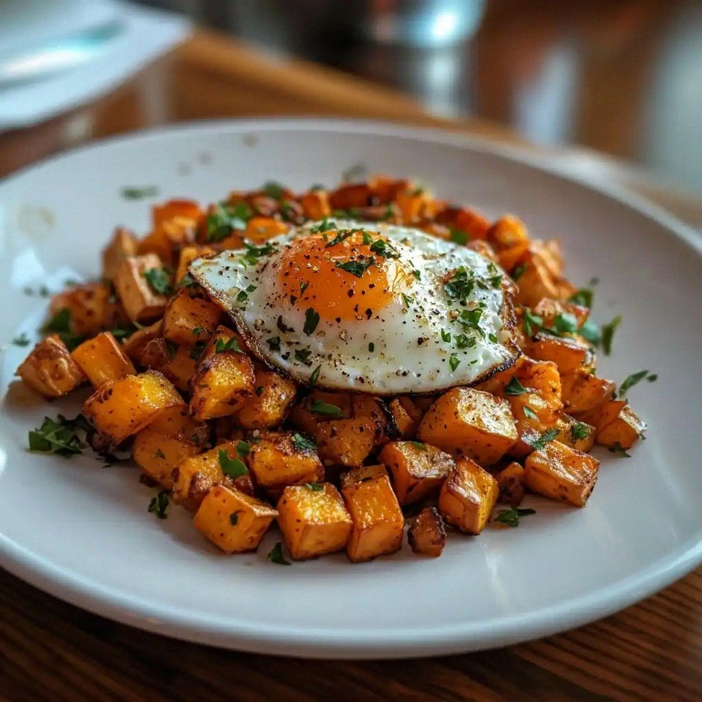 Sweet Potato Hash with Eggs (H