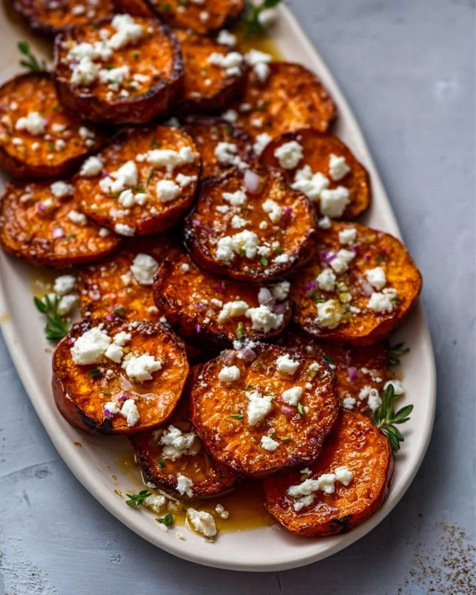 Sweet Potato Rounds with Honey & Feta Crumble