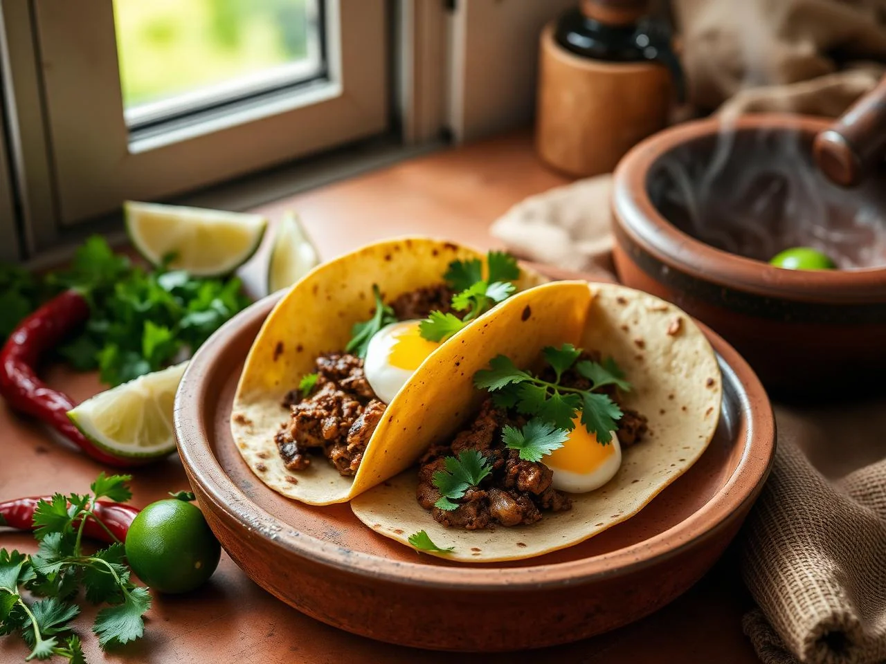 Tacos De Chorizo Y Huevo