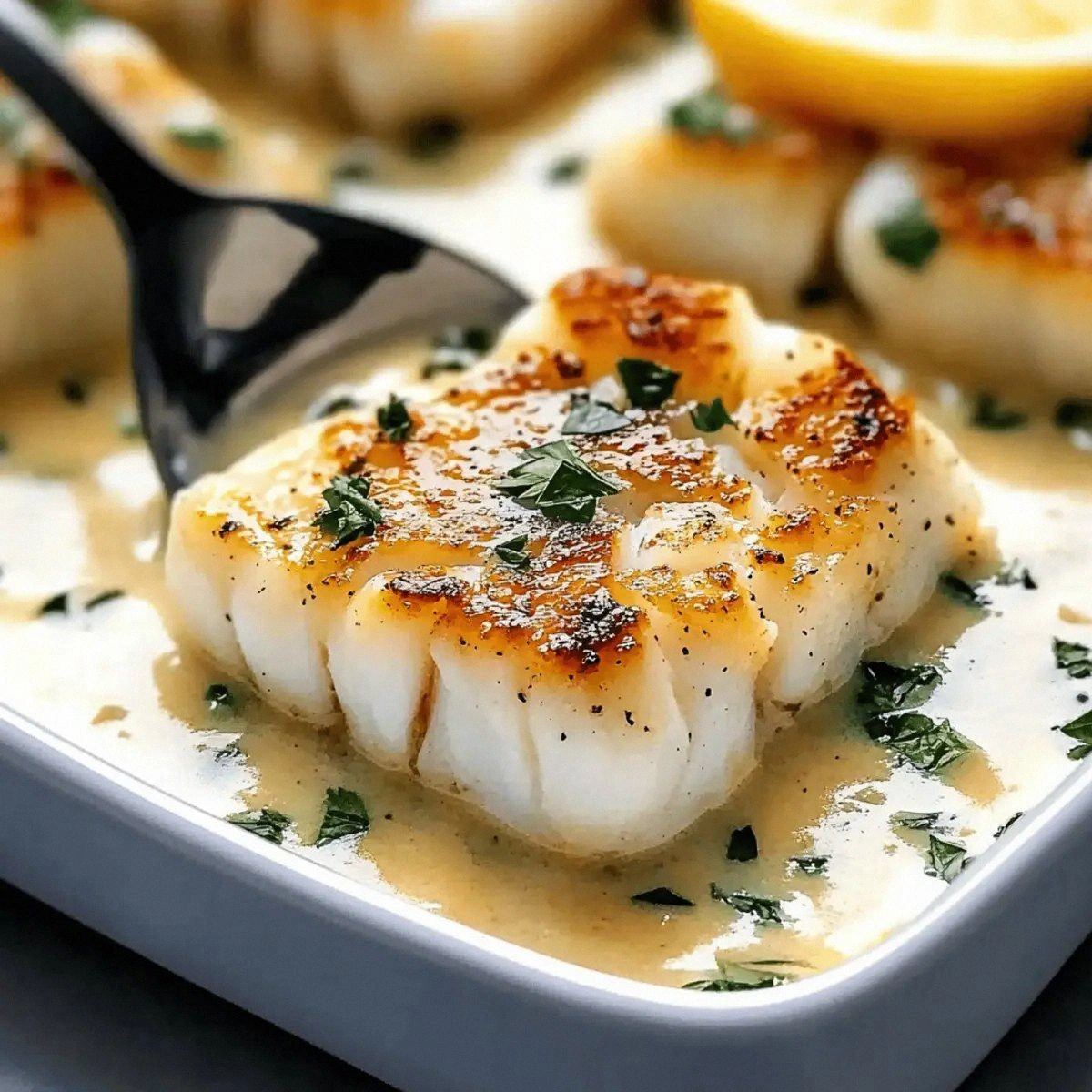 Tasty Baked Cod in Coconut Lemon Cream Sauce for a Quick Feast