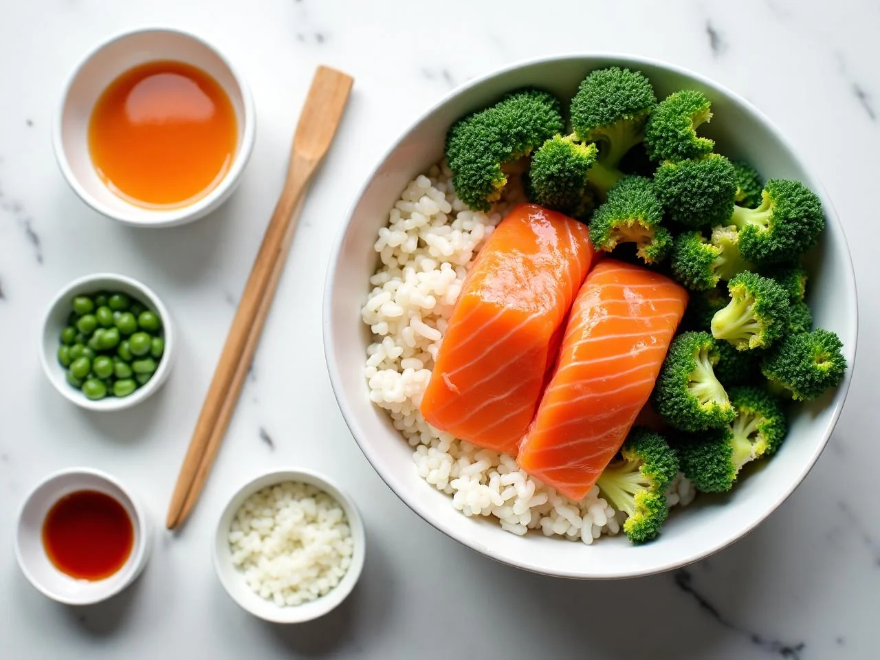 Ingredients for Teriyaki Salmon Rice Bowl