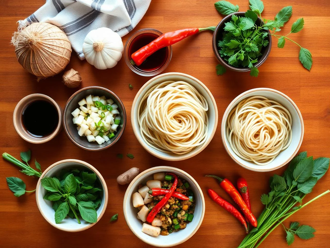 Ingredients for Thai Basil Noodle Stir Fry