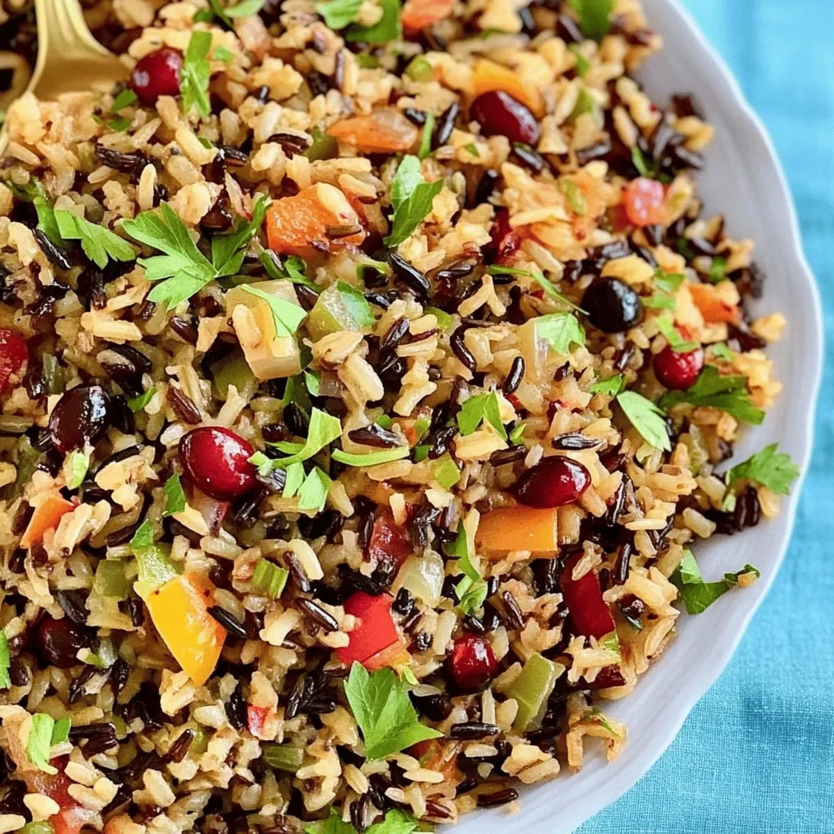 Thanksgiving Wild Rice Pilaf with Cranberries & Fresh Herbs