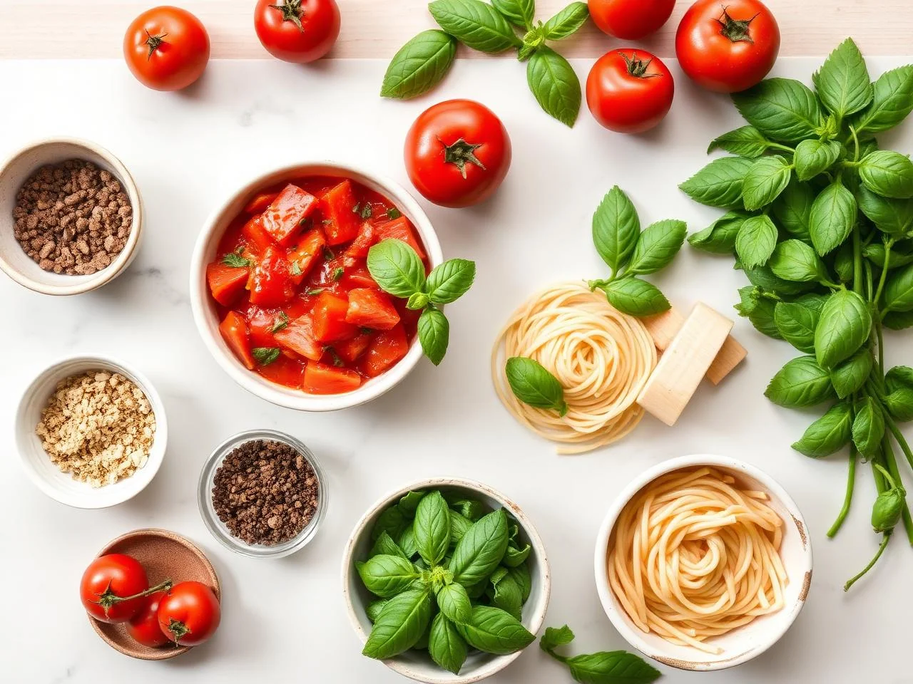 Ingredients for Tomato Basil Pasta