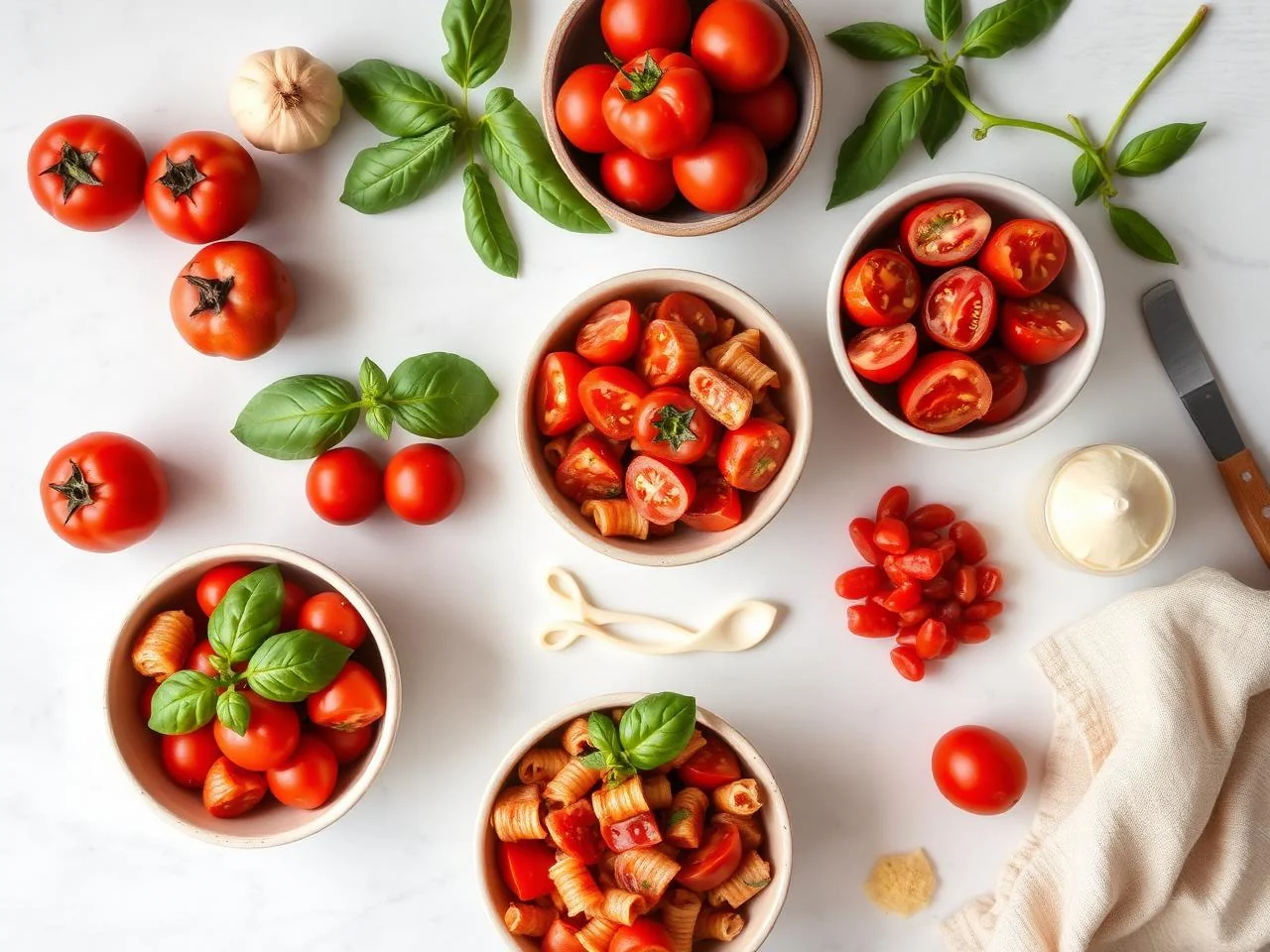 Ingredients for Tomato Basil Pasta Salad