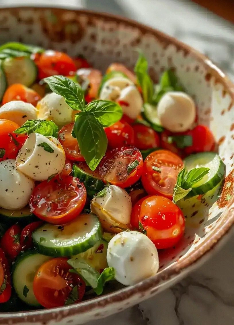 Tomato Cucumber Salad with Moz