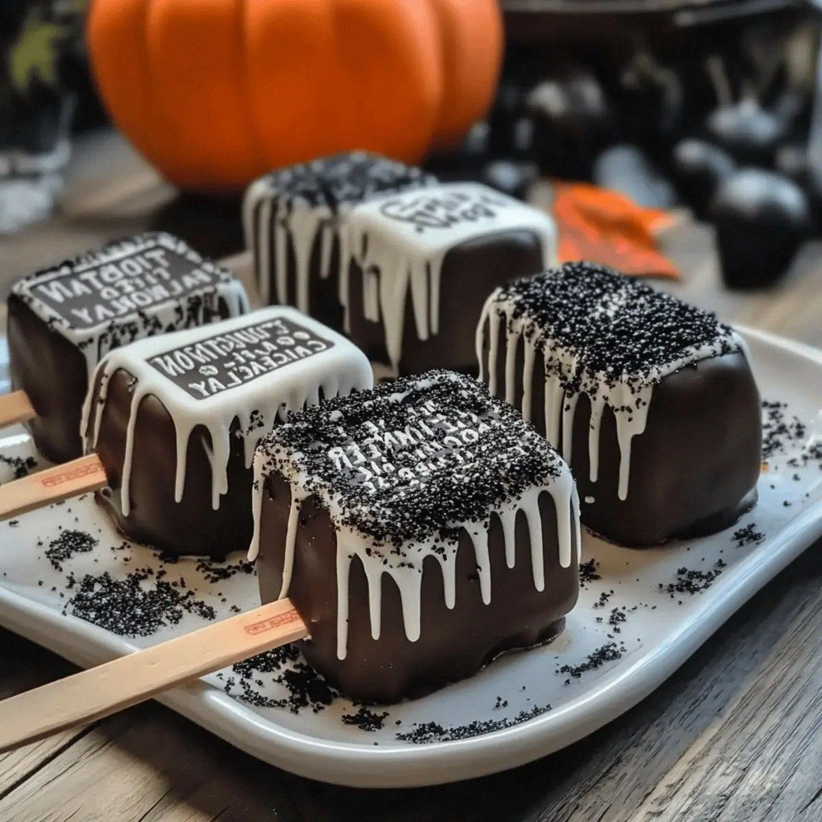 Tombstone Marshmallow Pops for Spooky Halloween Fun